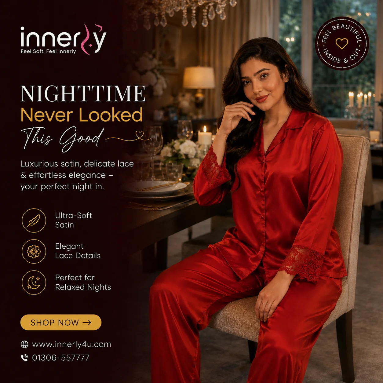 Premium Full Sleeve PJ Set - Red color