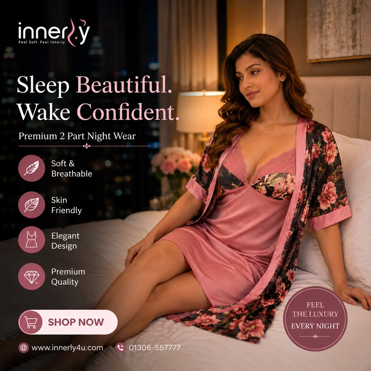 2 Part Print Nightwear - Onion