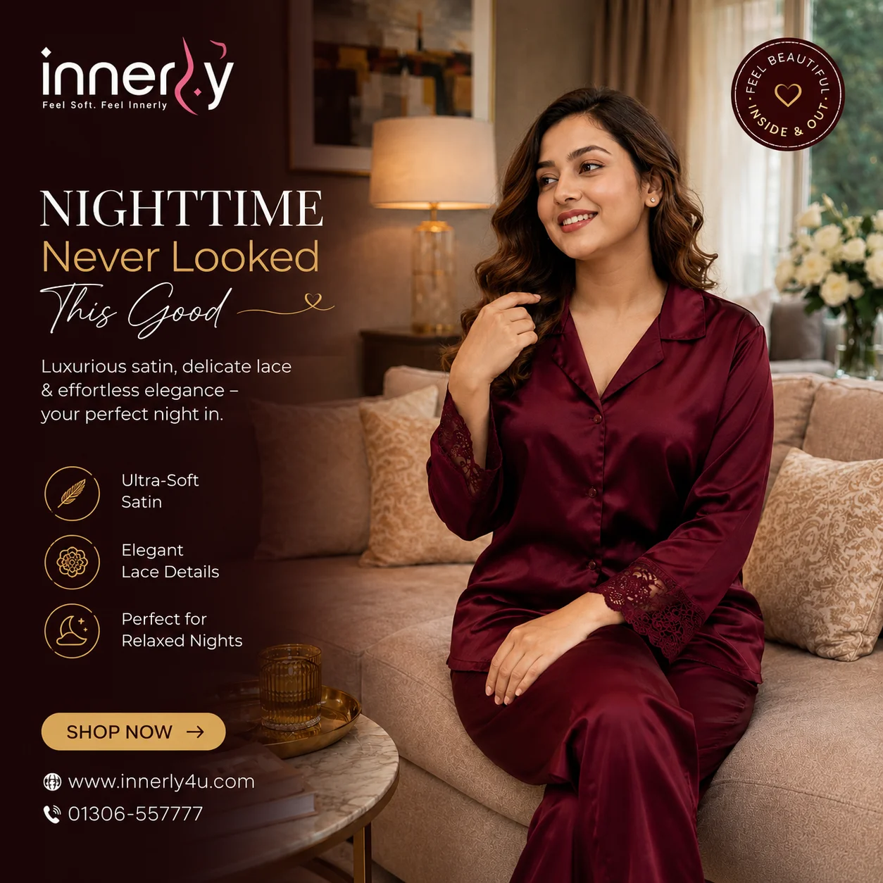Premium Full Sleeve PJ Set - Maroon Color