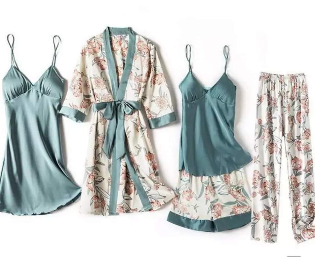 Luxury 5 Part Printed Nightwear - Paste